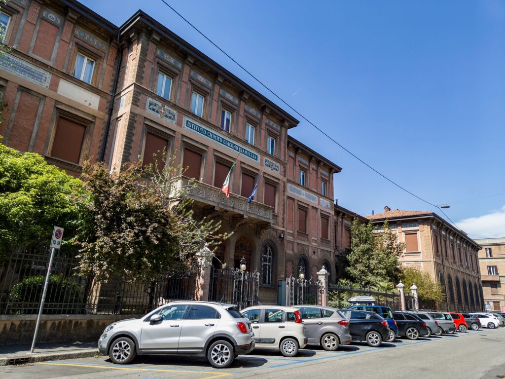 BOLOGNA, ITALY - APRIL 19, 2022: Building of Instituto Chimico Giacomo Ciamician of University of Bologna, Italy